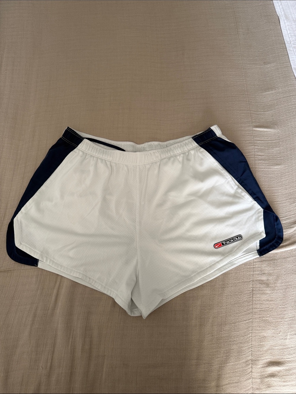 Nike 3” White Athletic Track Club Shorts with Navy Panels